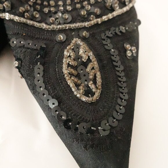 Vintage Glam Premier Collection Paris Black Beaded Kitten Heels  – Size 6 - Picture 4 of 13